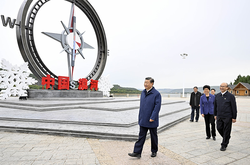 9月6日至8日，中共中央總書記、國家主席、中央軍委主席習(xí)近平在黑龍江考察。這是6日下午，習(xí)近平在大興安嶺地區(qū)漠河市北極村考察。